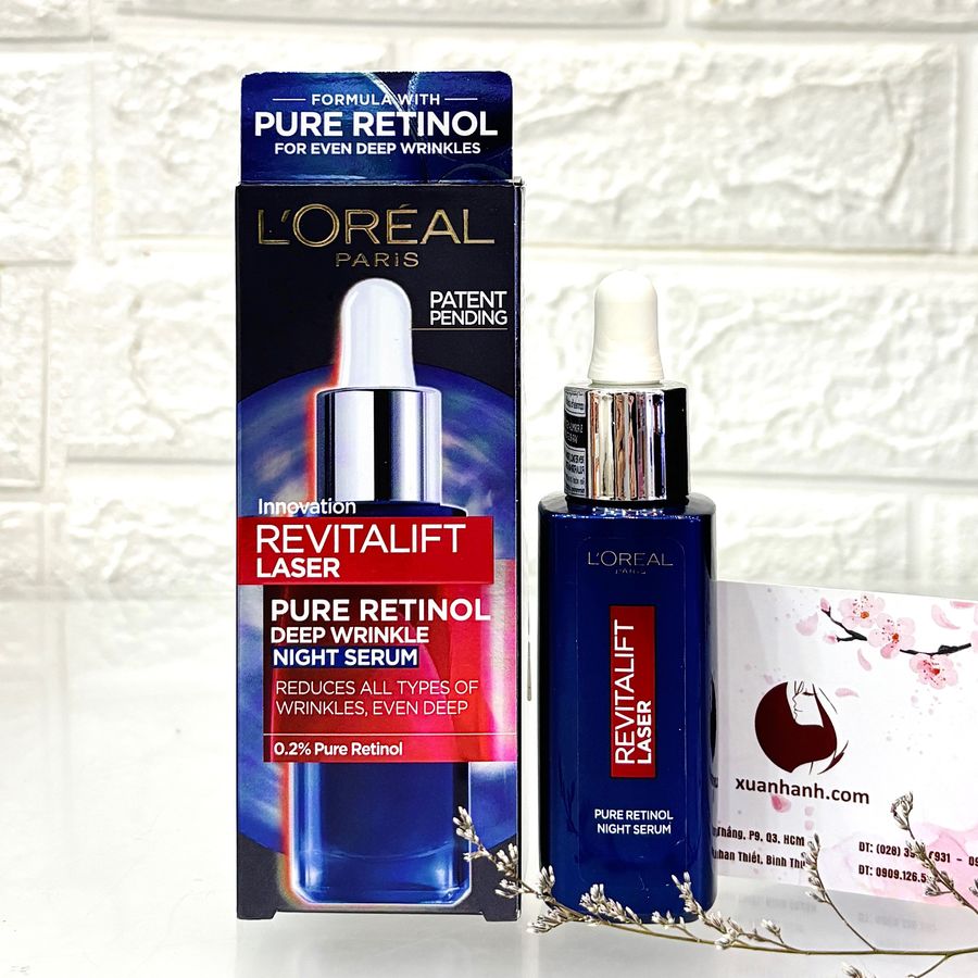 Tinh chất L'oreal PURE RETINOL NIGHT tái tạo, trị nám và trẻ hóa làn da, 30ml (New)