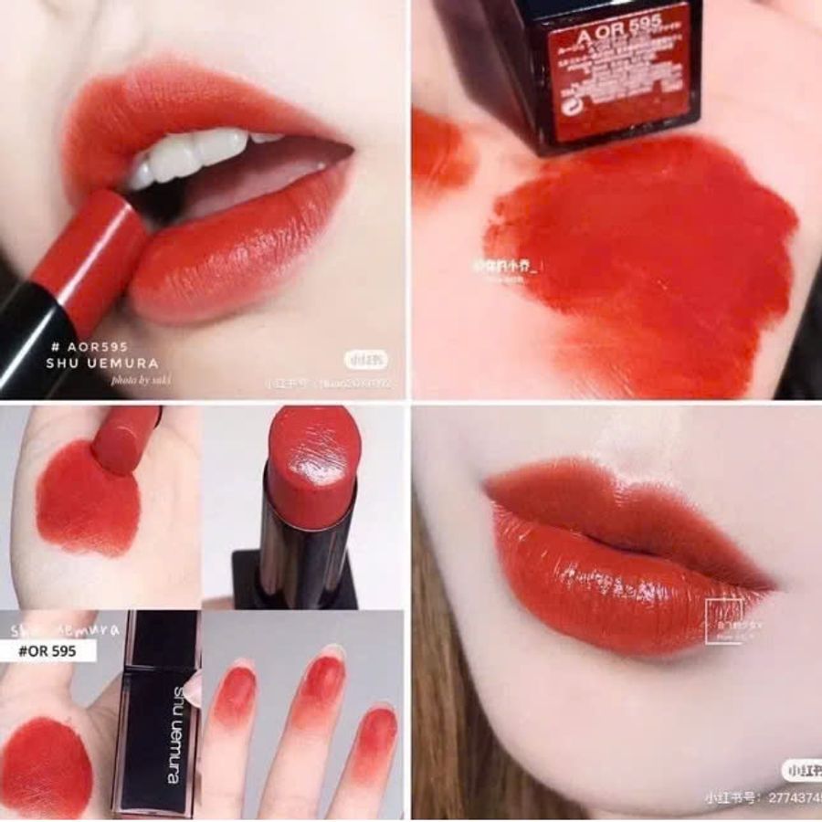 Son Shu Rouge Unlimited Kinu Matte lì mịn, #OR 595 đỏ gạch kiêu kì, nổi bật (Fullsize)