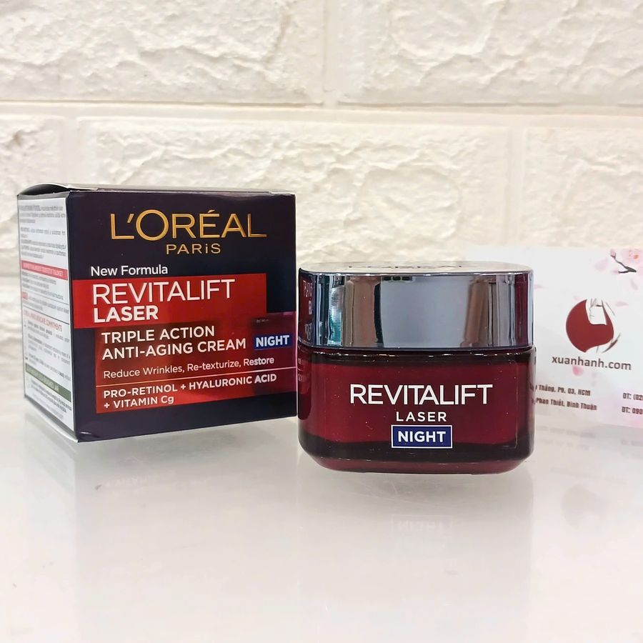 Kem dưỡng đêm L'oreal Revitalift Laser chống lão hóa và sáng đều màu da, 50ml