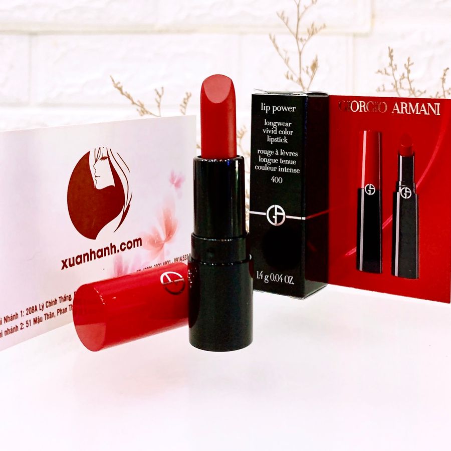 Son Giorgio Armani Lip Power Longwear Vivid #400 Four Hundred - đỏ cổ điển (new)