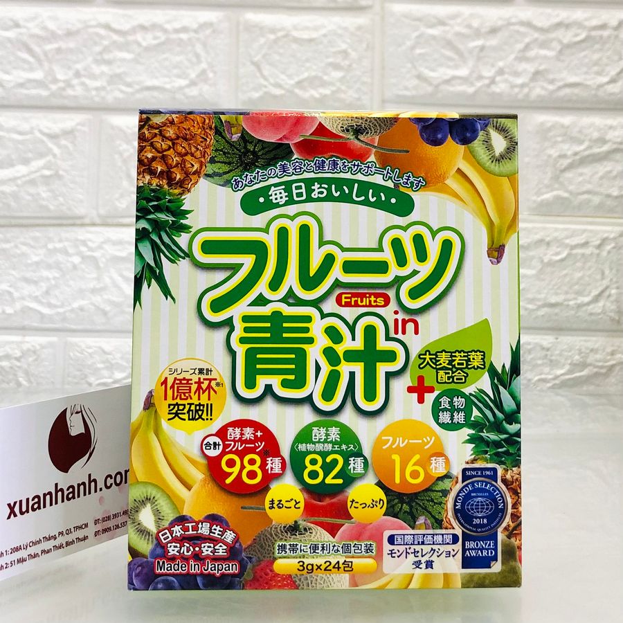 Bột trái cây, rau củ Japan Gals Fruits Aojiru bổ sung enzym, chống Oxy hoá - 24 gói