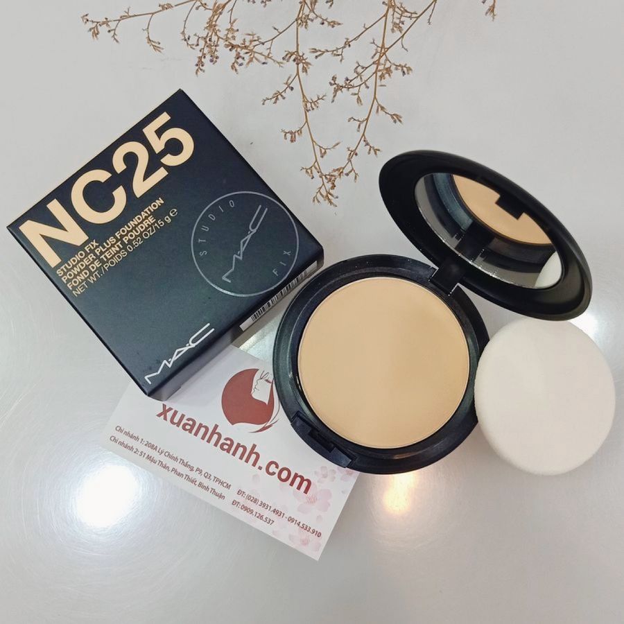 Phấn phủ Mac Studio Fix Powder Plus Foundation che phủ, mịn, kiềm dầu #NC25 be da.