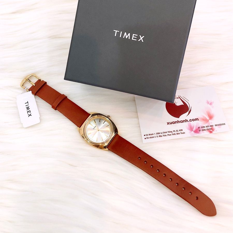 Đồng hồ nữ Timex dây da thật bền bỉ, màu nâu Tây trẻ trung, đẹp lạ.