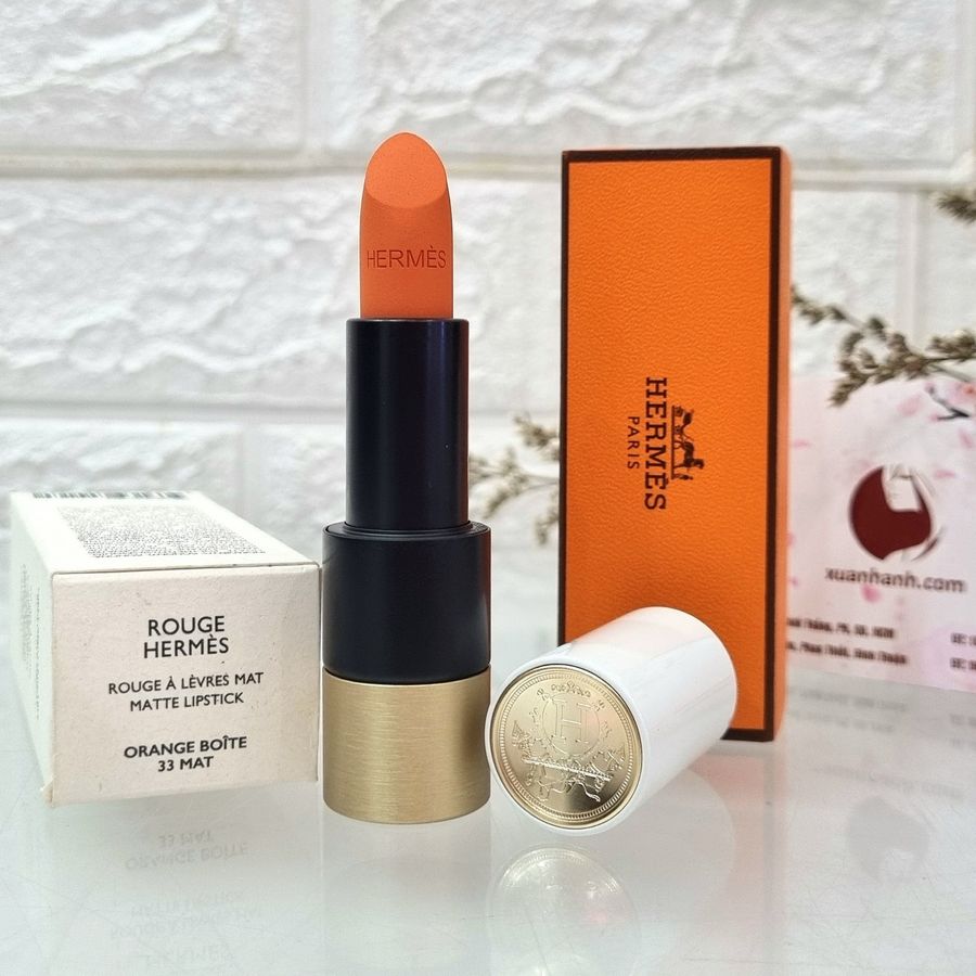 Son Hermes Rouge Matte Lipstick cam chuẩn tươi tắn, trẻ trung #33 Orange Boite (New)